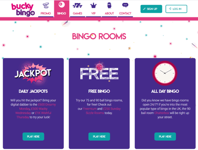Bucky Bingo website homepage