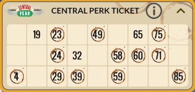 Friends Bingo Central Perk Ticket