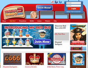 Red Bus Bingo website homepage