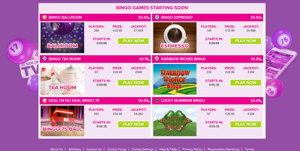 vernons bingo website screenshot