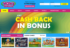 wow bingo homepage screenshot